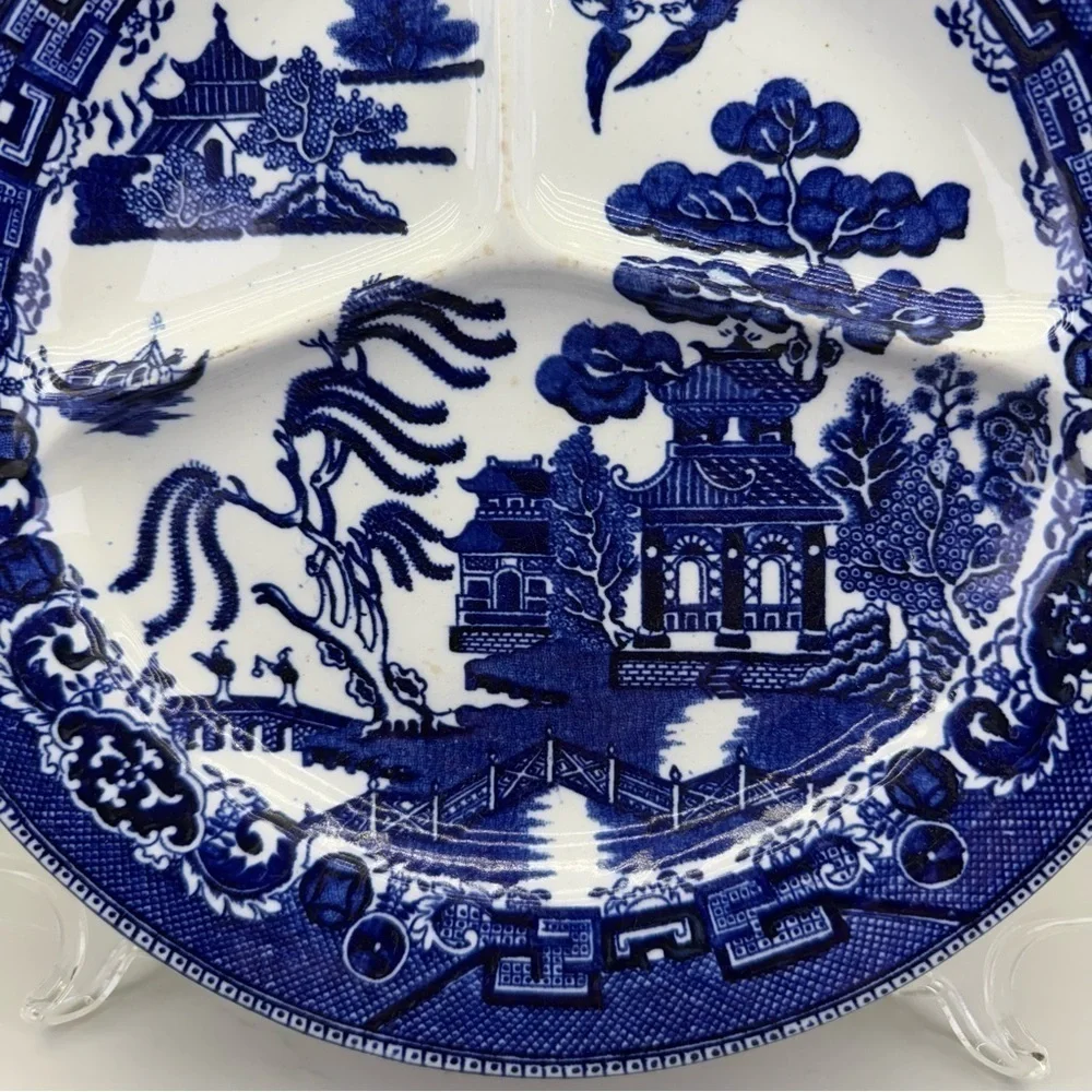 Vintage Charleton and Thompson Ltd English Blue Willow 10” Grill Plate Dish